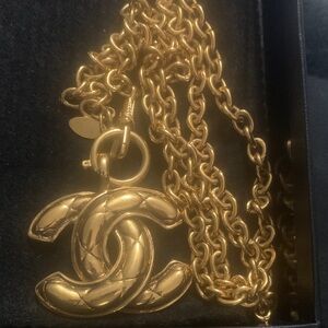 CHANEL Gold-Tone Logo Necklace